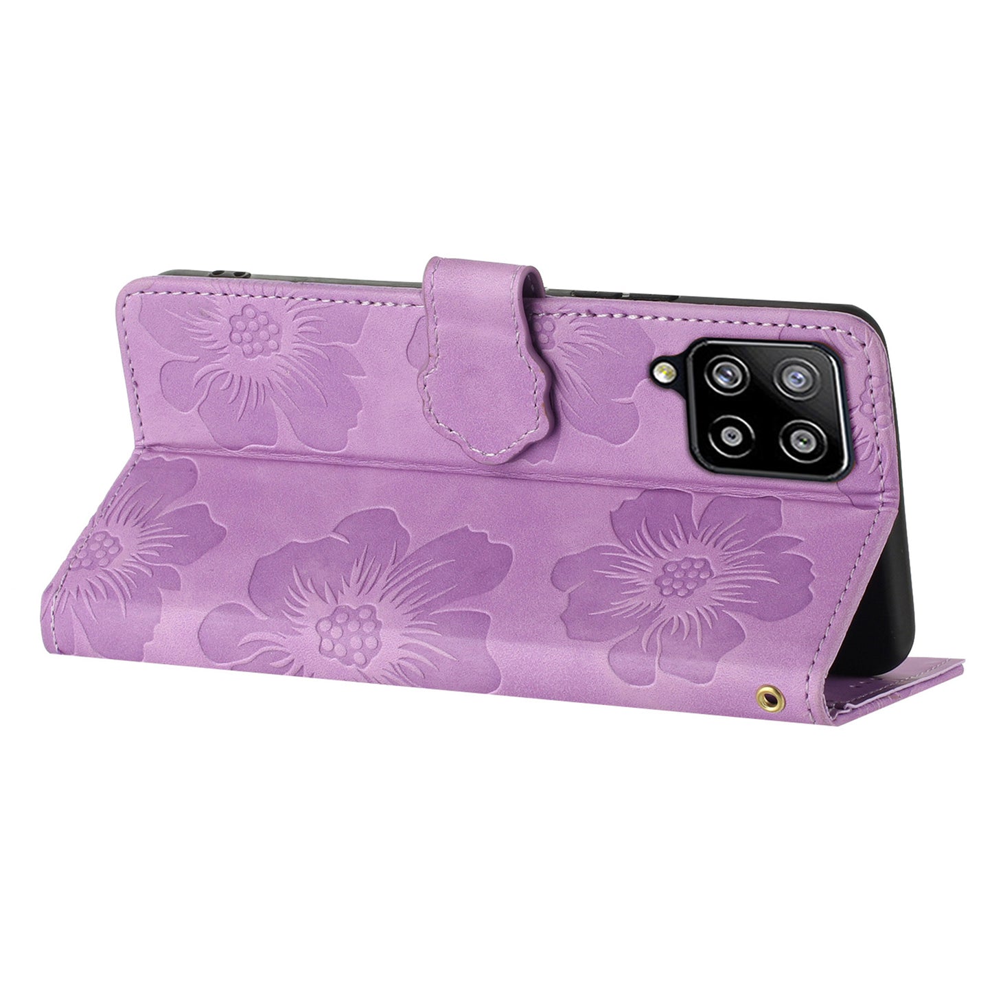 For Samsung Galaxy A42 5G Flowers Pattern Phone Stand Case PU Leather Wallet Anti-drop Cover