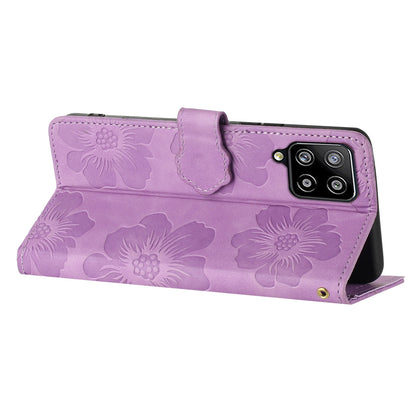 For Samsung Galaxy A42 5G Flowers Pattern Phone Stand Case PU Leather Wallet Anti-drop Cover