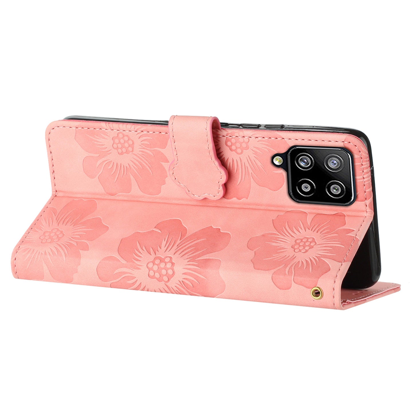 For Samsung Galaxy A42 5G Flowers Pattern Phone Stand Case PU Leather Wallet Anti-drop Cover