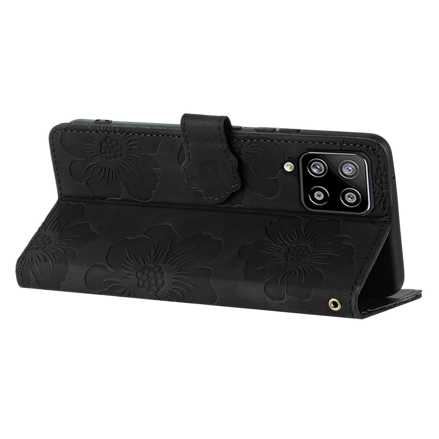 For Samsung Galaxy A42 5G Flowers Pattern Phone Stand Case PU Leather Wallet Anti-drop Cover