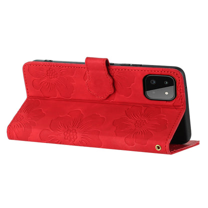 For Samsung Galaxy A22 5G (EU Version) PU Leather Full Protection Shell Flowers Imprint Stand Wallet Phone Case