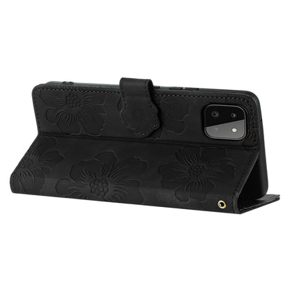 For Samsung Galaxy A22 5G (EU Version) PU Leather Full Protection Shell Flowers Imprint Stand Wallet Phone Case