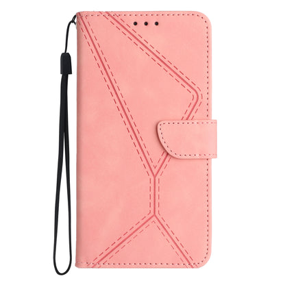 HT05 For Realme C53 4G PU Leather Stand Case Imprinted Line Skin-touch Phone Wallet Cover
