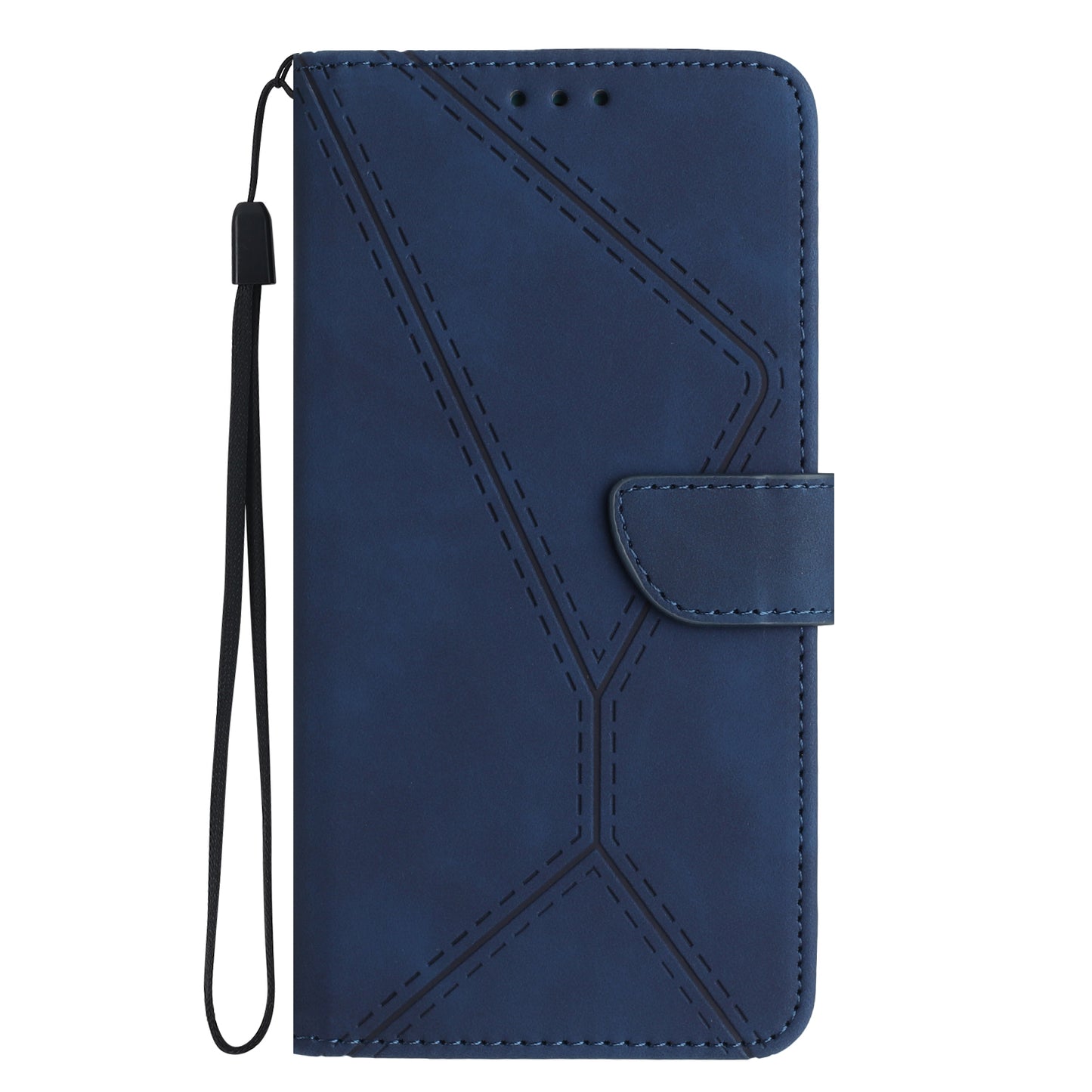 HT05 For Realme C53 4G PU Leather Stand Case Imprinted Line Skin-touch Phone Wallet Cover