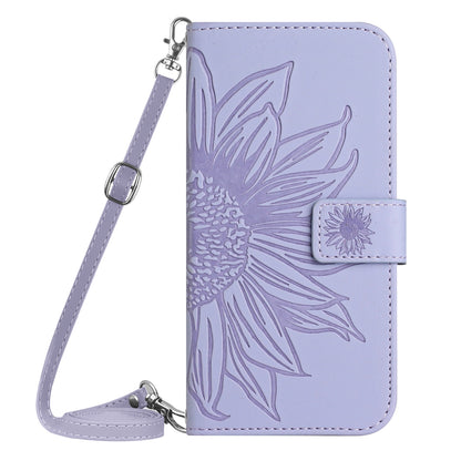 HT04 For Realme C53 4G Wallet PU Leather Phone Case Stand Sunflower Imprinting Phone Cover with Shoulder Strap