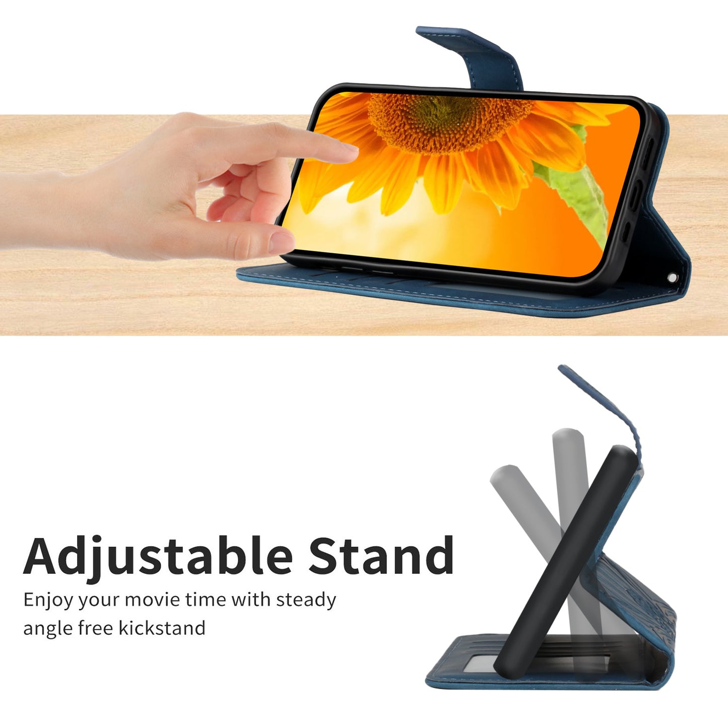 HT04 For Realme C53 4G Wallet PU Leather Phone Case Stand Sunflower Imprinting Phone Cover with Shoulder Strap