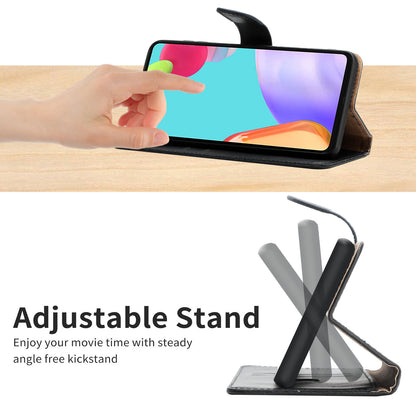 HT02 For vivo Y78+ 5G Genuine Cow Leather Phone Case Nappa Texture Phone Stand Wallet Cover