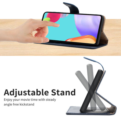 HT02 For vivo Y78+ 5G Genuine Cow Leather Phone Case Nappa Texture Phone Stand Wallet Cover