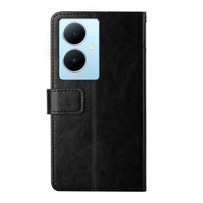 HT01 Wallet Phone Case for vivo Y78+ 5G , Y-shaped Line Imprinting Stand PU Leather Cover