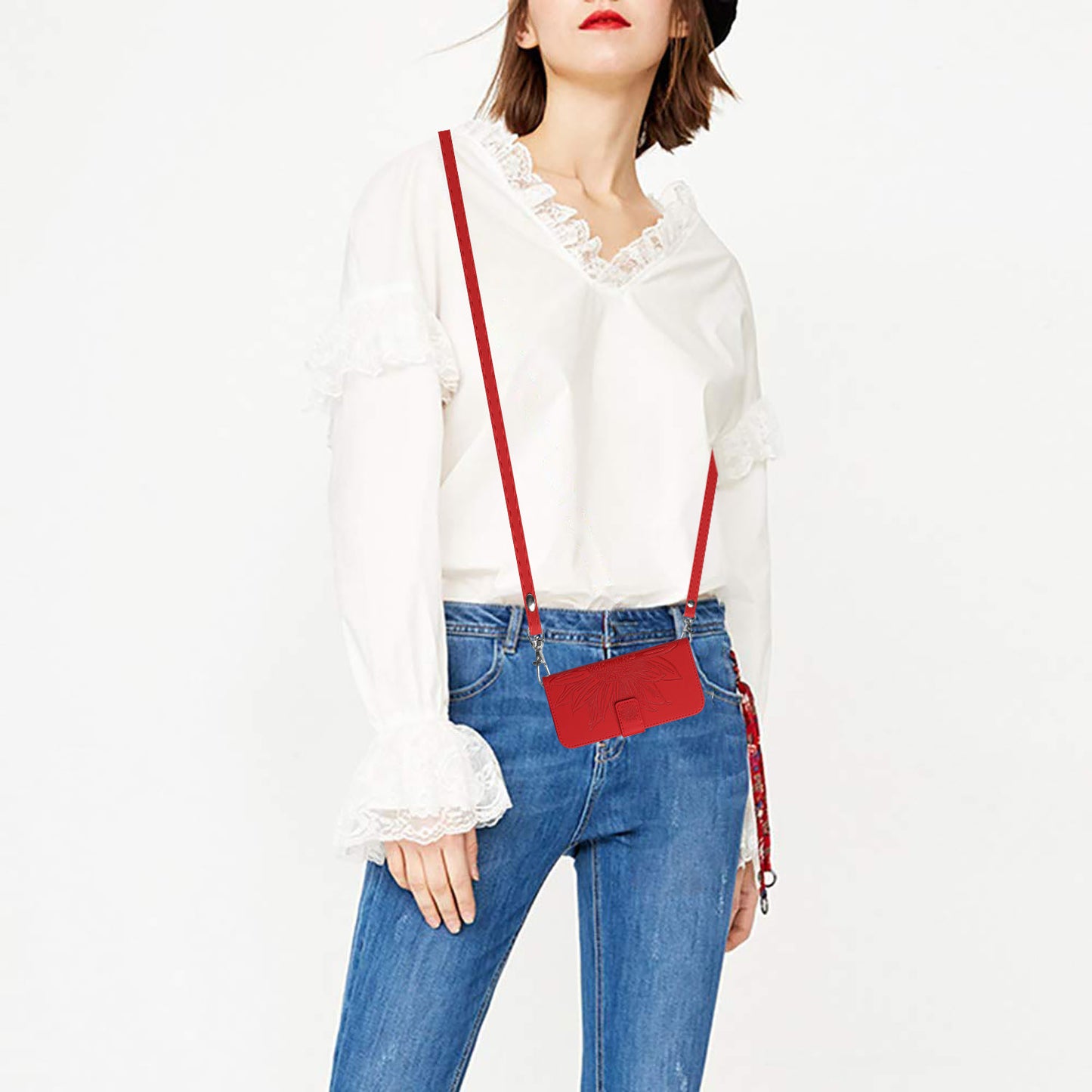 HT04 For vivo Y78+ 5G Sunflower Imprint Phone Case Leather Wallet Stand Shell with Shoulder Strap