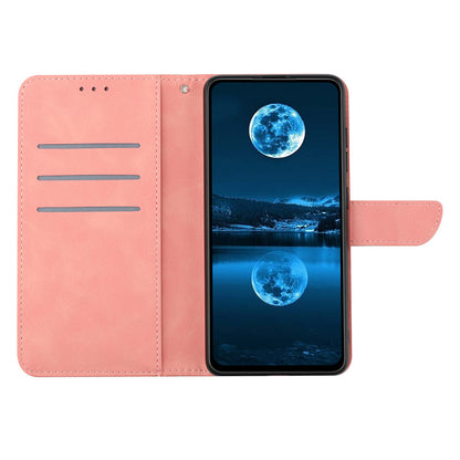 HT05 For vivo Y78+ 5G Flip Stand Wallet Leather Cover Skin-touch Imprinted Line Phone Case