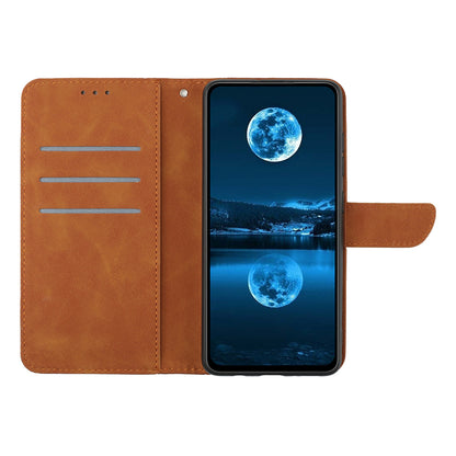 HT05 For vivo Y78+ 5G Flip Stand Wallet Leather Cover Skin-touch Imprinted Line Phone Case