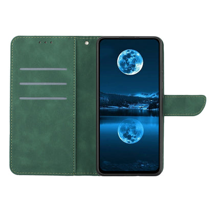 HT05 For vivo Y78+ 5G Flip Stand Wallet Leather Cover Skin-touch Imprinted Line Phone Case