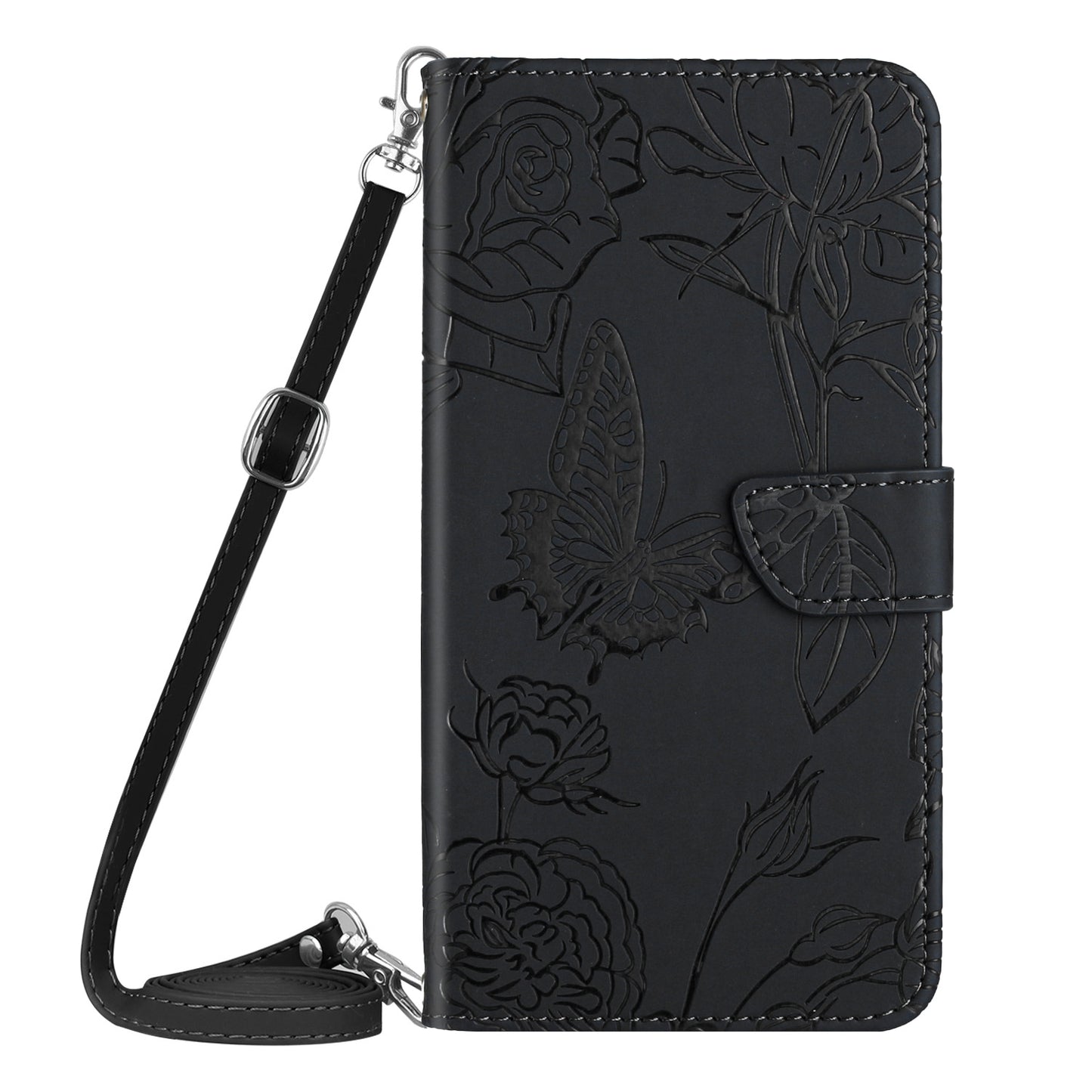 HT03 For vivo Y78+ 5G PU Leather Phone Cover Imprinted Flip Stand Wallet Case with Shoulder Strap