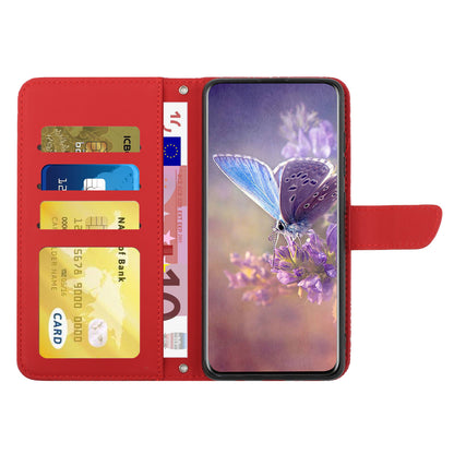 HT03 For vivo Y78+ 5G PU Leather Phone Cover Imprinted Flip Stand Wallet Case with Shoulder Strap