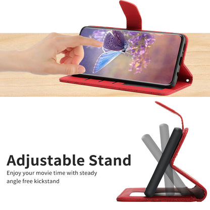 HT03 For vivo Y78+ 5G PU Leather Phone Cover Imprinted Flip Stand Wallet Case with Shoulder Strap