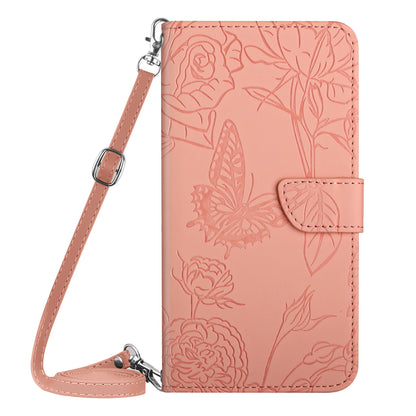 HT03 For vivo Y78+ 5G PU Leather Phone Cover Imprinted Flip Stand Wallet Case with Shoulder Strap