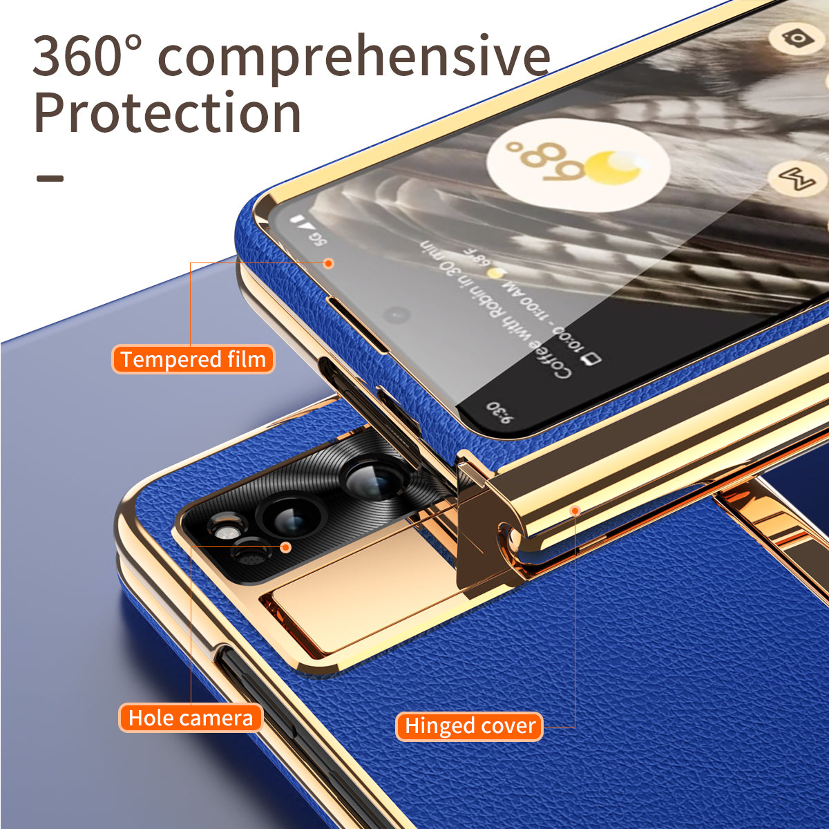 For Google Pixel Fold PU Leather+PC Phone Case Magnetic Double Hinge Kickstand Cover with Tempered Glass Screen Film+Stylus