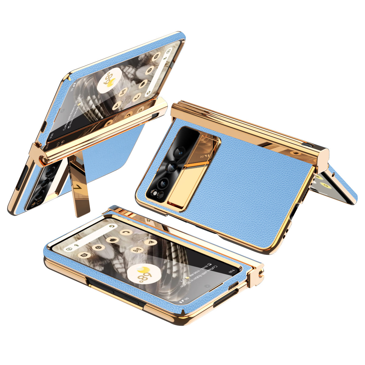 For Google Pixel Fold PU Leather+PC Kickstand Phone Case Magnetic Folding Hinge  Litchi Texture Cover with Tempered Glass Screen Film+Stylus