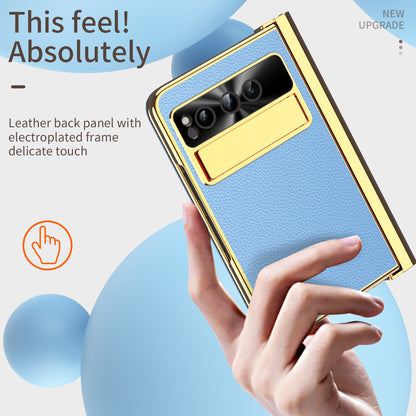 For Google Pixel Fold PU Leather+PC Kickstand Phone Case Magnetic Folding Hinge  Litchi Texture Cover with Tempered Glass Screen Film+Stylus