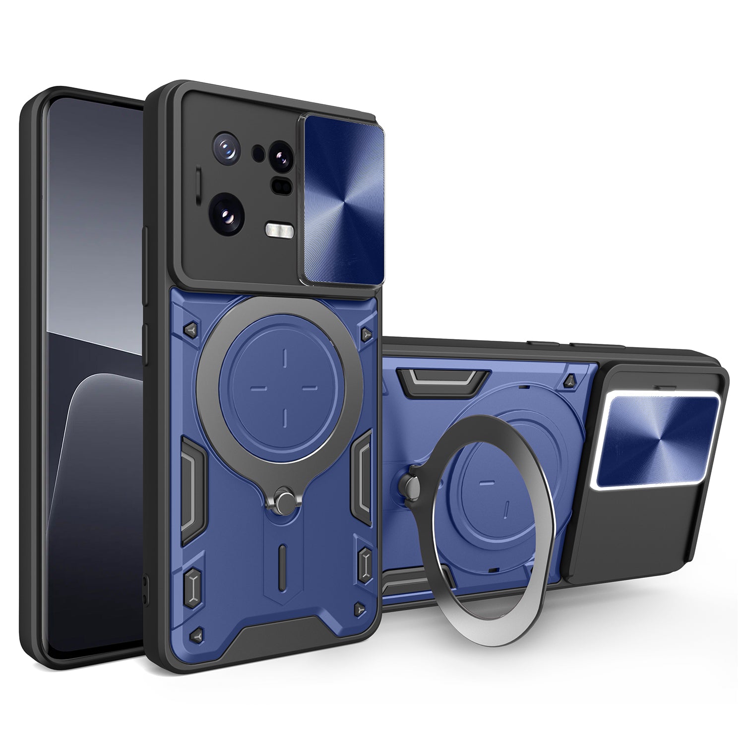 For Xiaomi 13 Pro 5G Phone Case Rotatable Kickstand PC+TPU Cover with Slide Camera Lid