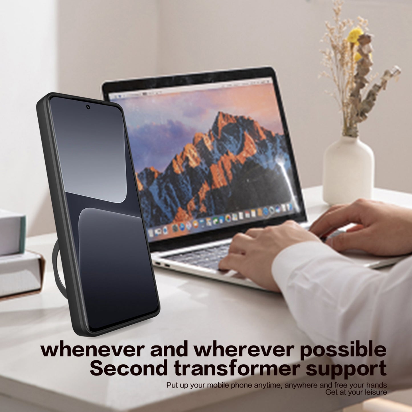 For Xiaomi 13 Pro 5G Phone Case Rotatable Kickstand PC+TPU Cover with Slide Camera Lid