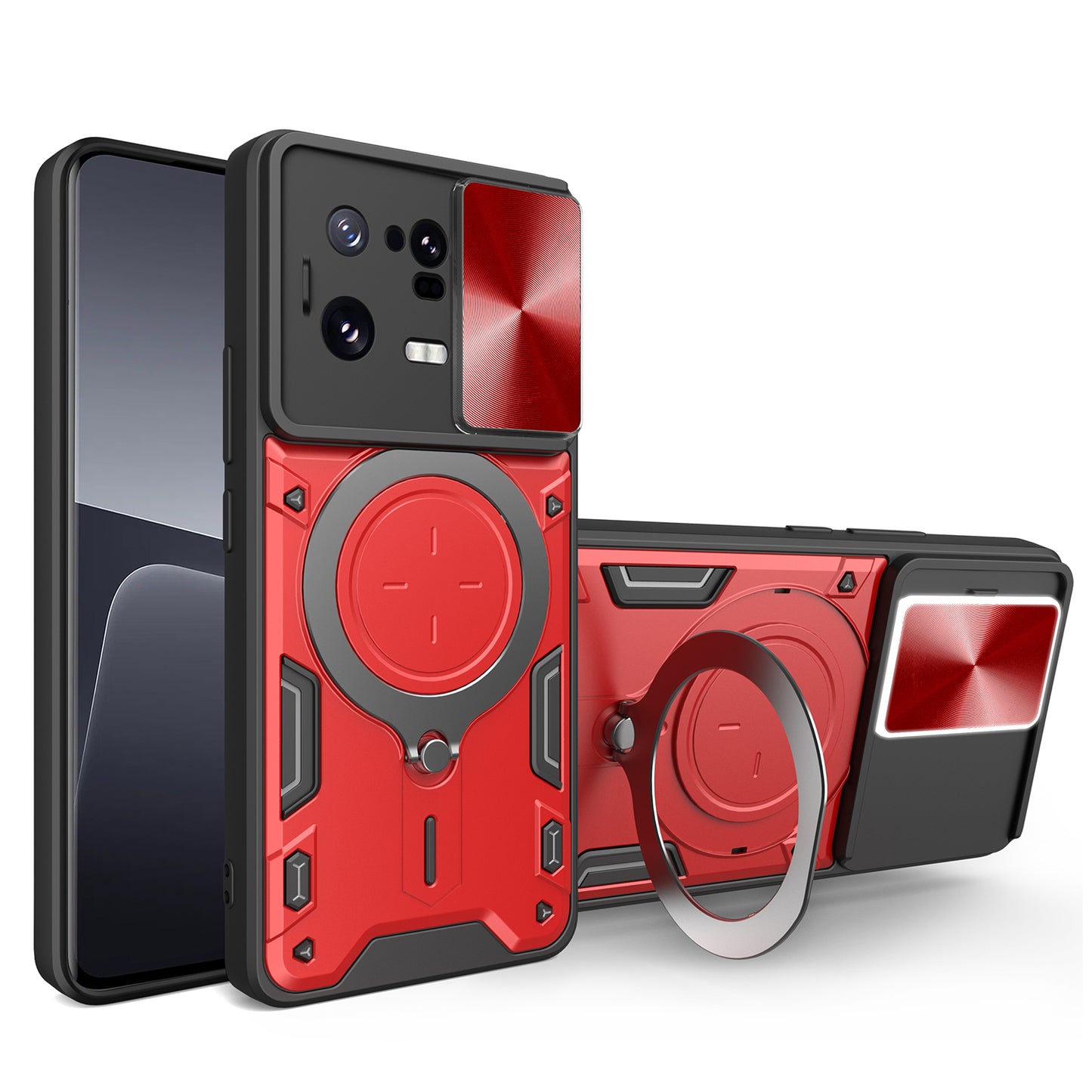 For Xiaomi 13 Pro 5G Phone Case Rotatable Kickstand PC+TPU Cover with Slide Camera Lid