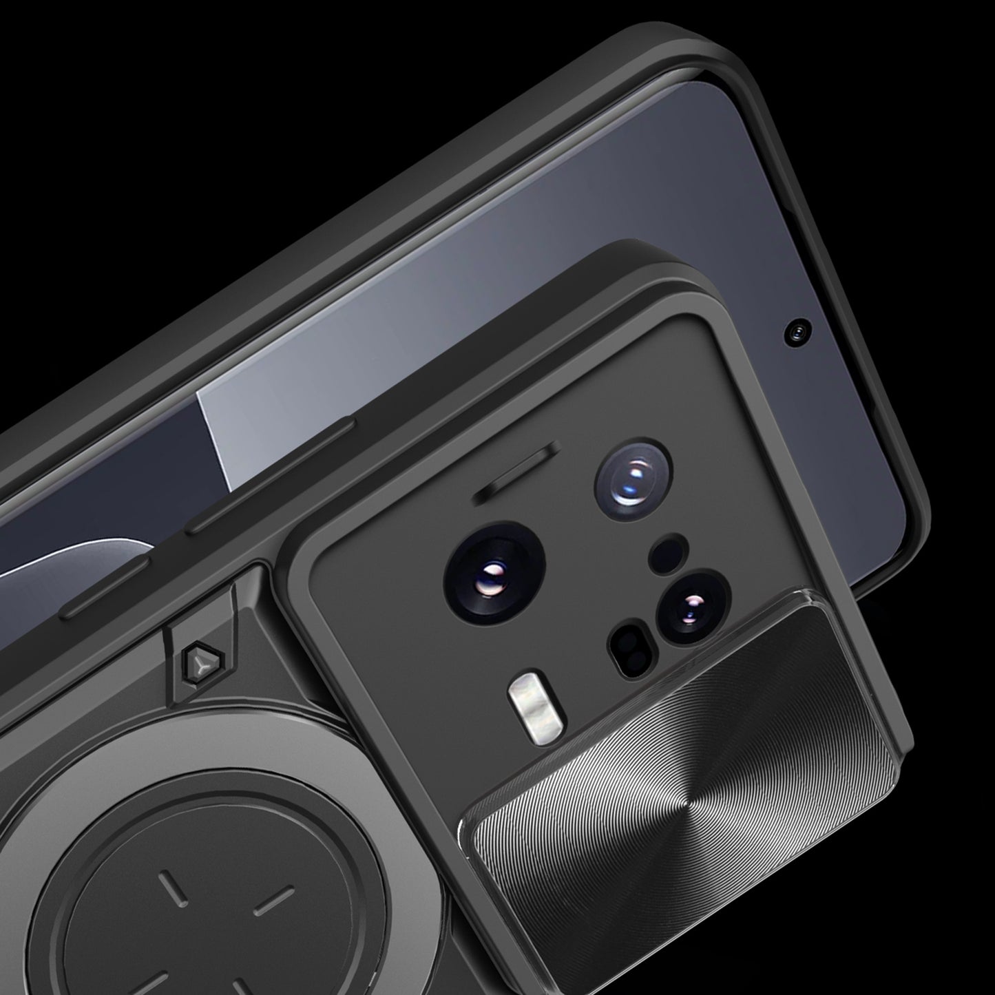 For Xiaomi 13 Pro 5G Phone Case Rotatable Kickstand PC+TPU Cover with Slide Camera Lid