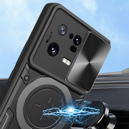 For Xiaomi 13 Pro 5G Phone Case Rotatable Kickstand PC+TPU Cover with Slide Camera Lid