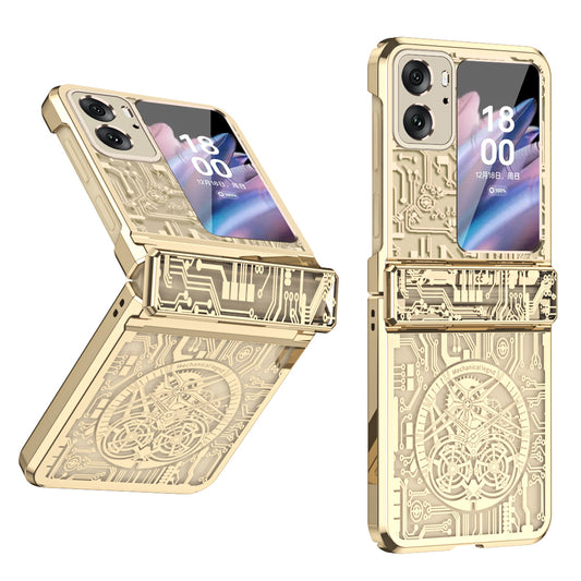 Mechanical Legend Series for Oppo Find N2 Flip 5G Hinde Protection Phone Case Hard PC Electroplating Cover