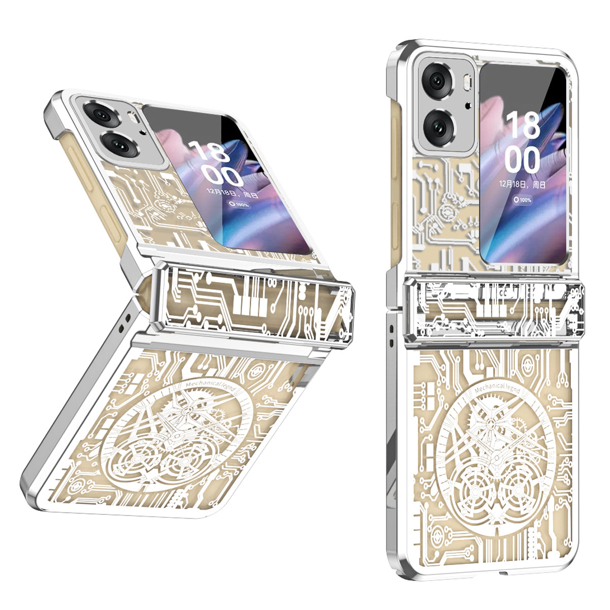 Mechanical Legend Series for Oppo Find N2 Flip 5G Hinde Protection Phone Case Hard PC Electroplating Cover