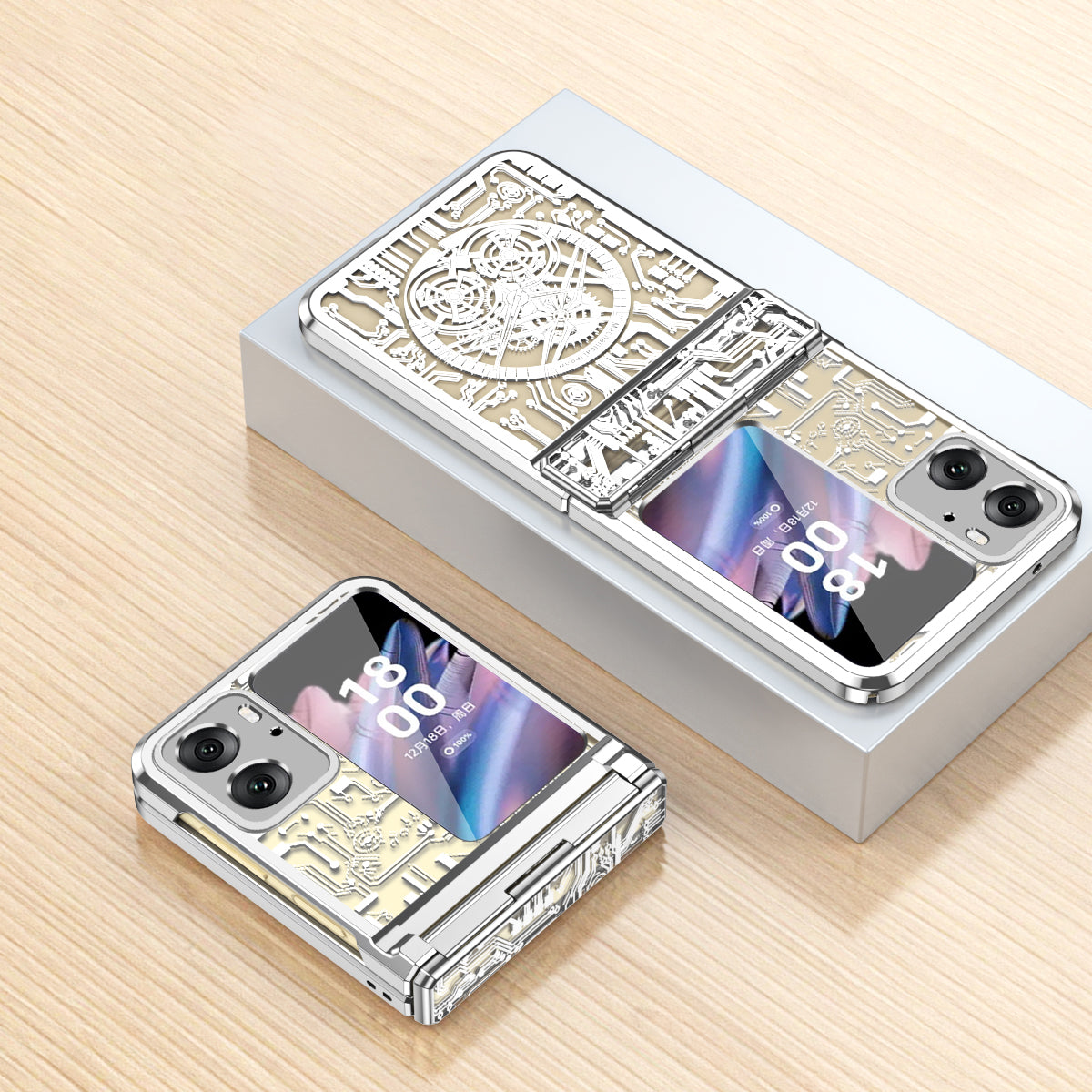 Mechanical Legend Series for Oppo Find N2 Flip 5G Hinde Protection Phone Case Hard PC Electroplating Cover