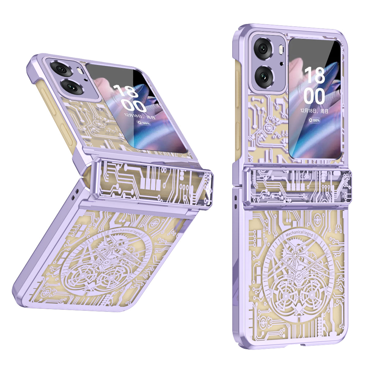 Mechanical Legend Series for Oppo Find N2 Flip 5G Hinde Protection Phone Case Hard PC Electroplating Cover