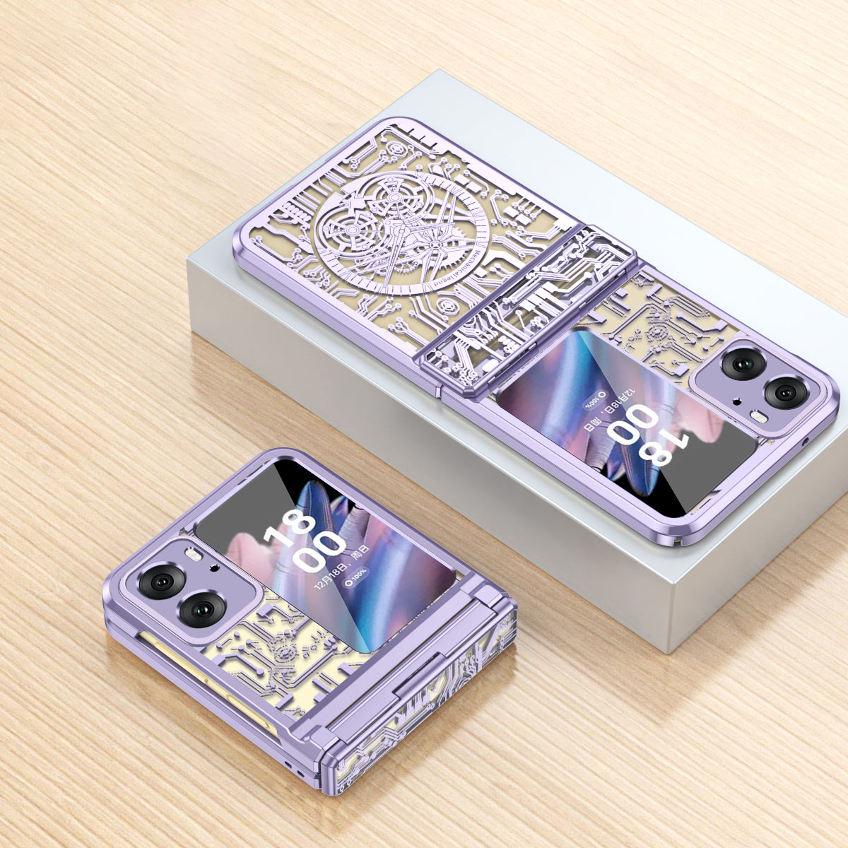 Mechanical Legend Series for Oppo Find N2 Flip 5G Hinde Protection Phone Case Hard PC Electroplating Cover