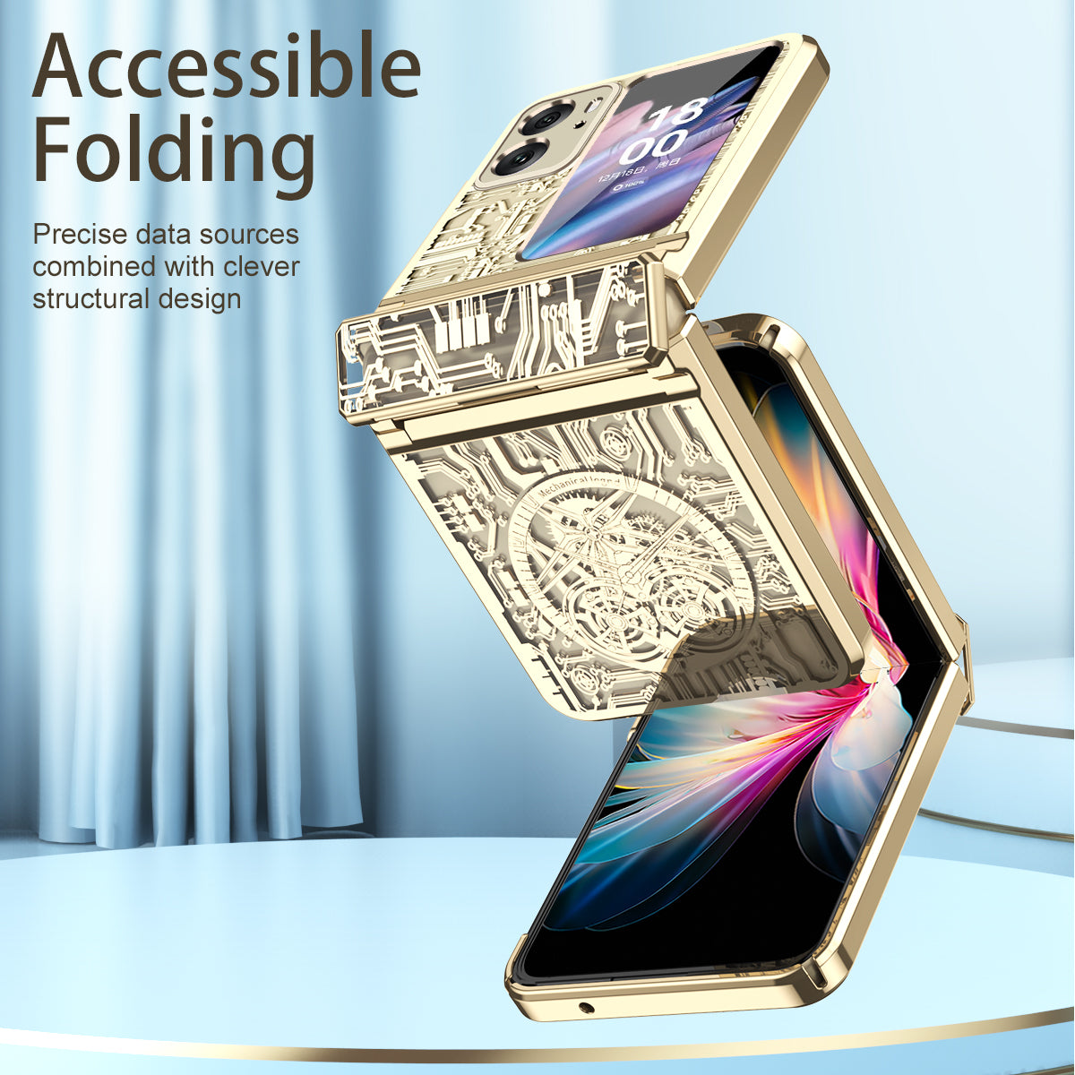 Mechanical Legend Series for Oppo Find N2 Flip 5G Hinde Protection Phone Case Hard PC Electroplating Cover