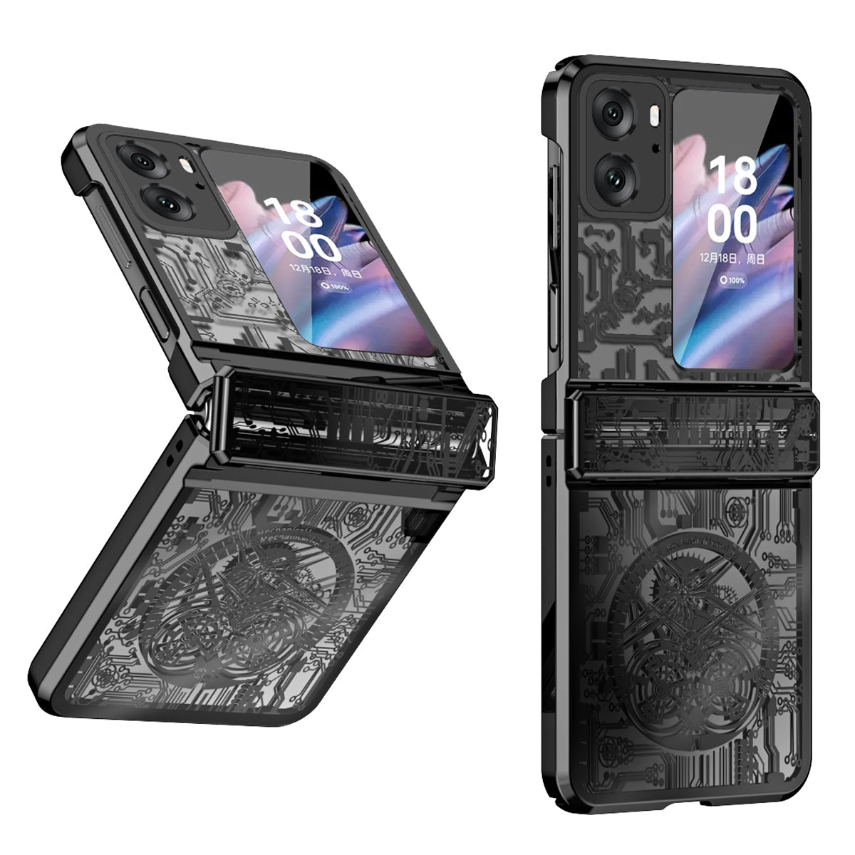 Mechanical Legend Series for Oppo Find N2 Flip 5G Hinde Protection Phone Case Hard PC Electroplating Cover