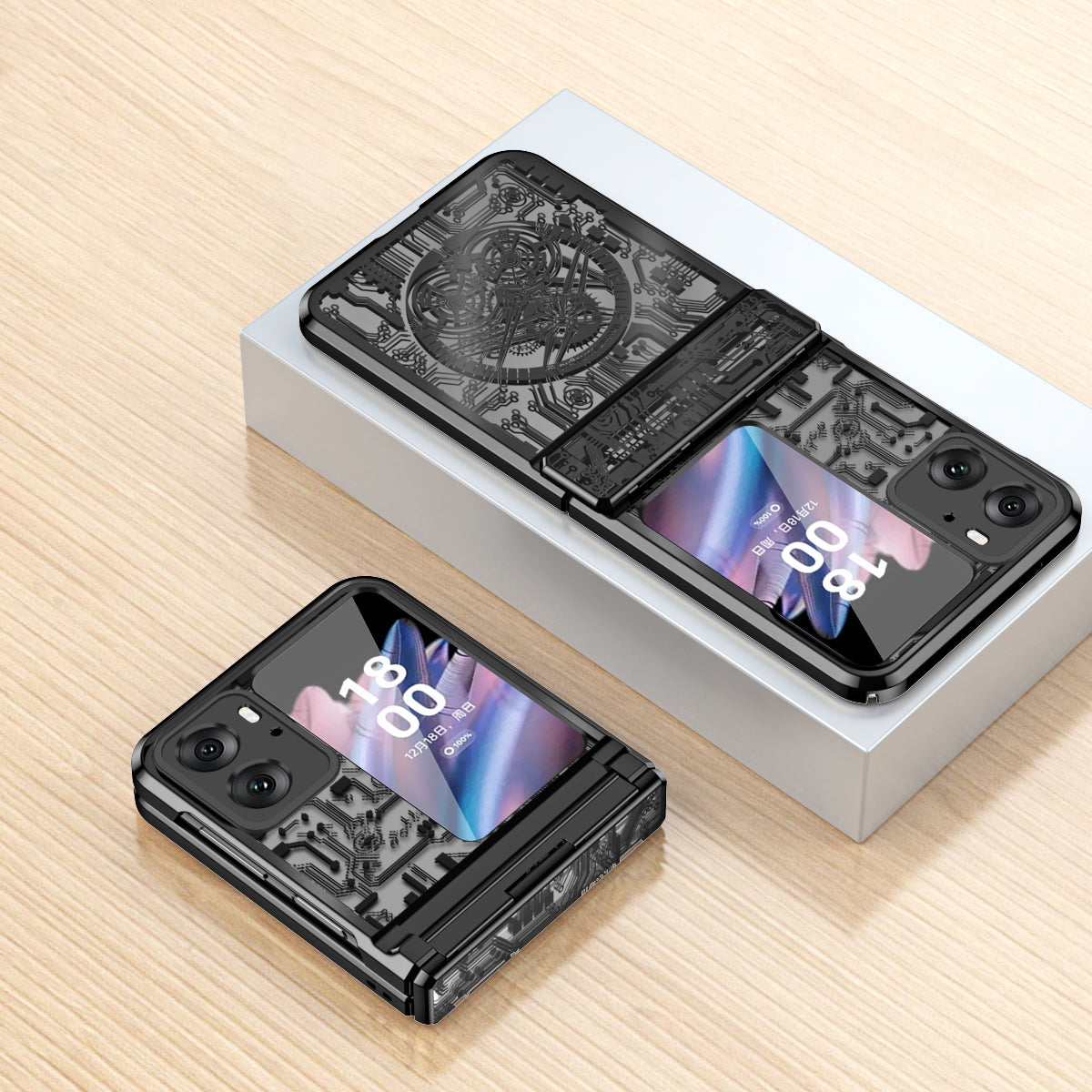 Mechanical Legend Series for Oppo Find N2 Flip 5G Hinde Protection Phone Case Hard PC Electroplating Cover