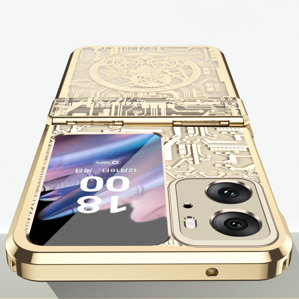 Mechanical Legend Series for Oppo Find N2 Flip 5G Hinde Protection Phone Case Hard PC Electroplating Cover