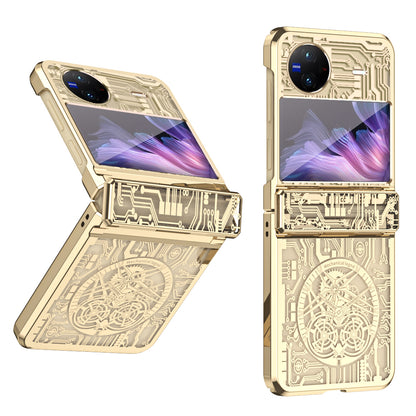 Mechanical Legend Series PC Phone Case for vivo X Flip , Electroplating Frame Hinde Protection Cover