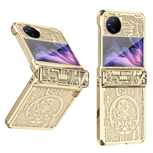 Mechanical Legend Series PC Phone Case for vivo X Flip , Electroplating Frame Hinde Protection Cover