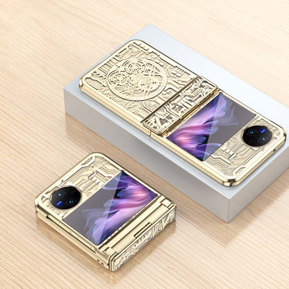 Mechanical Legend Series PC Phone Case for vivo X Flip , Electroplating Frame Hinde Protection Cover
