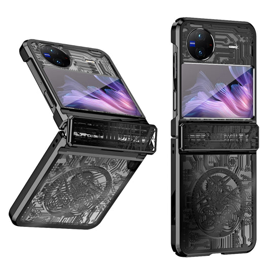Mechanical Legend Series PC Phone Case for vivo X Flip , Electroplating Frame Hinde Protection Cover