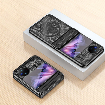Mechanical Legend Series PC Phone Case for vivo X Flip , Electroplating Frame Hinde Protection Cover