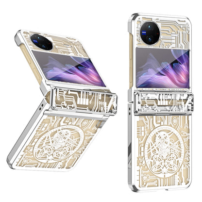 Mechanical Legend Series PC Phone Case for vivo X Flip , Electroplating Frame Hinde Protection Cover