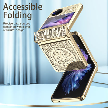 Mechanical Legend Series PC Phone Case for vivo X Flip , Electroplating Frame Hinde Protection Cover