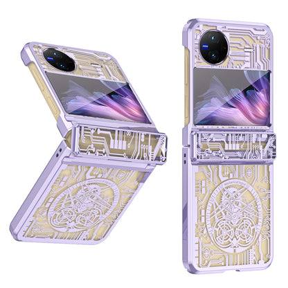Mechanical Legend Series PC Phone Case for vivo X Flip , Electroplating Frame Hinde Protection Cover