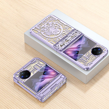Mechanical Legend Series PC Phone Case for vivo X Flip , Electroplating Frame Hinde Protection Cover