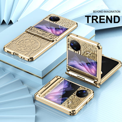 Mechanical Legend Series PC Phone Case for vivo X Flip , Electroplating Frame Hinde Protection Cover