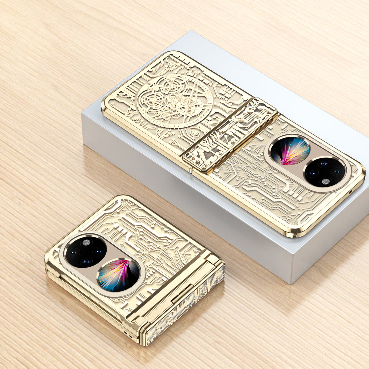 Mechanical Legend Series for Huawei P50 Pocket Hard PC Back Cover Hinde Protection Electroplating Phone Case