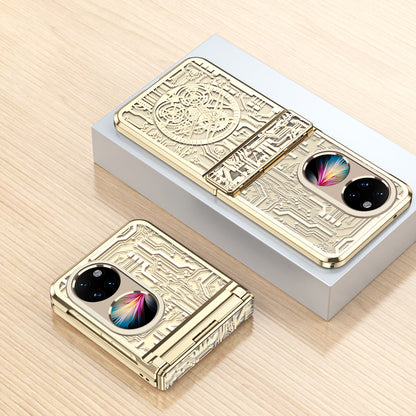 Mechanical Legend Series for Huawei P50 Pocket Hard PC Back Cover Hinde Protection Electroplating Phone Case